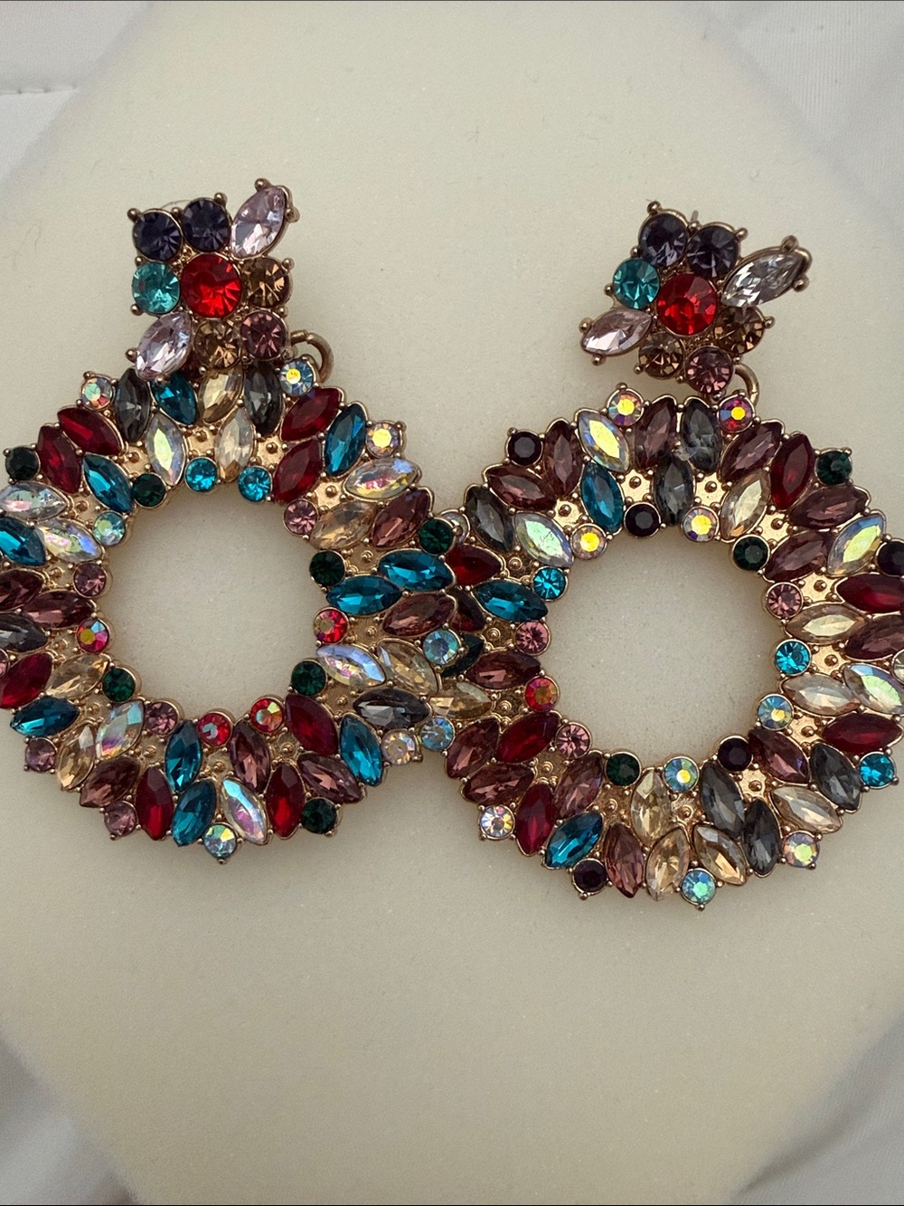 Multicolor Crystal Hoop Statement Earrings